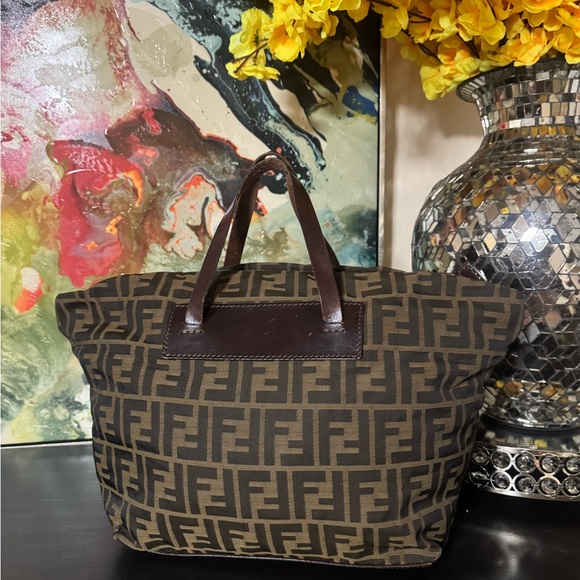 Fendi Handbags - Fendi Brown FF Logo Canvas Bag